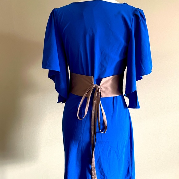 NWT Beautiful blue dress with belt - Picture 3 of 5